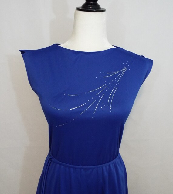 Vintage 80s Dress Blue Dress // Sleeveless Dress - image 3