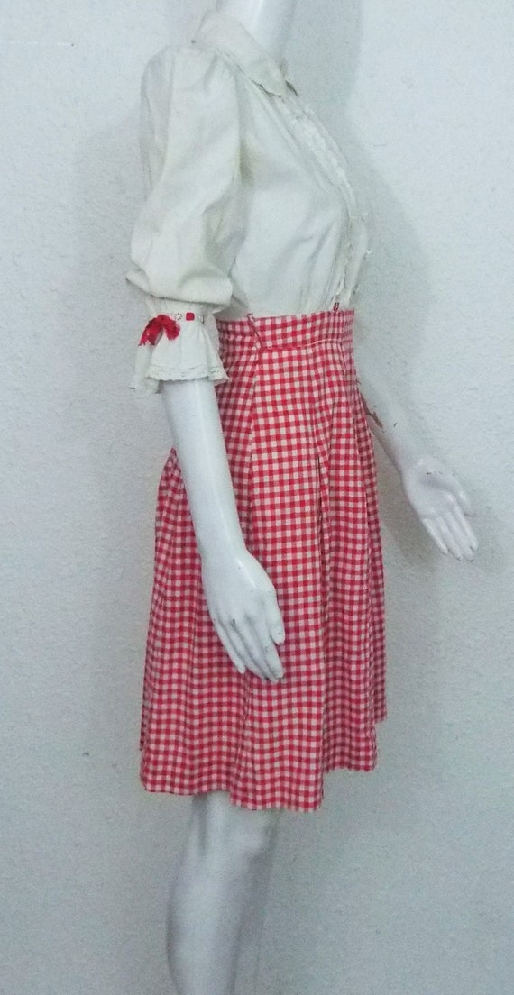 Vintage 50s Dress Red Checkered Dress XSmall - image 5