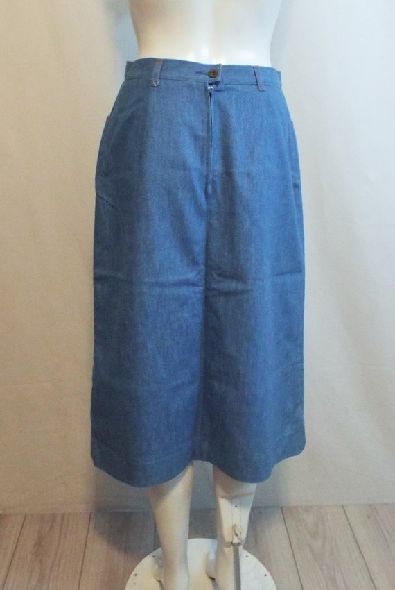 Vintage 70s Blue Denim Skirt Koret City Blues - image 7