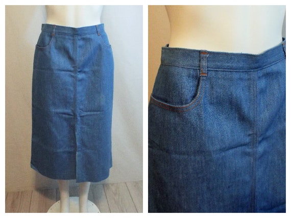 Vintage 70s Blue Denim Skirt Koret City Blues - image 1