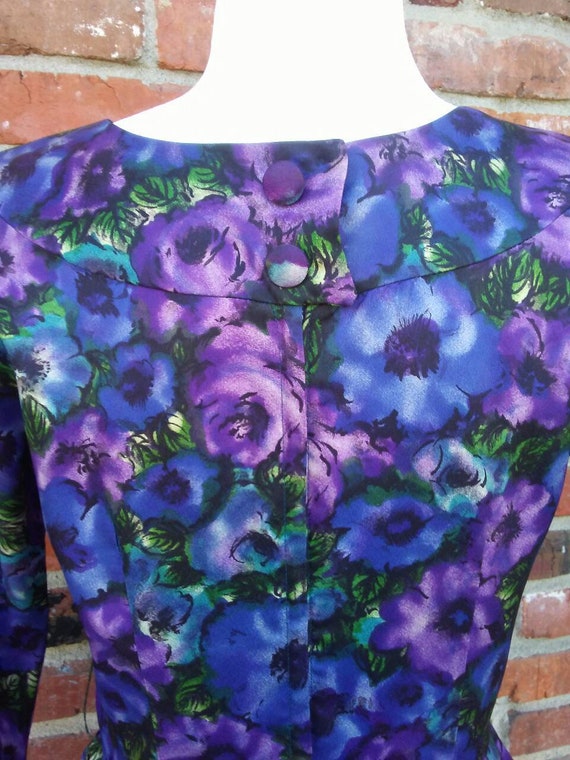 Vintage 80s Dress Floral Purple Vintage Dress - image 7