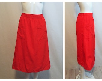 Vintage 70s Red A-Line skirt with large pockets