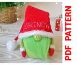 Christmas crochet gnome pattern PDF, Santa gnome patterns, Grinch gnome, Amigurumi pattern, Christmas decorations DIY