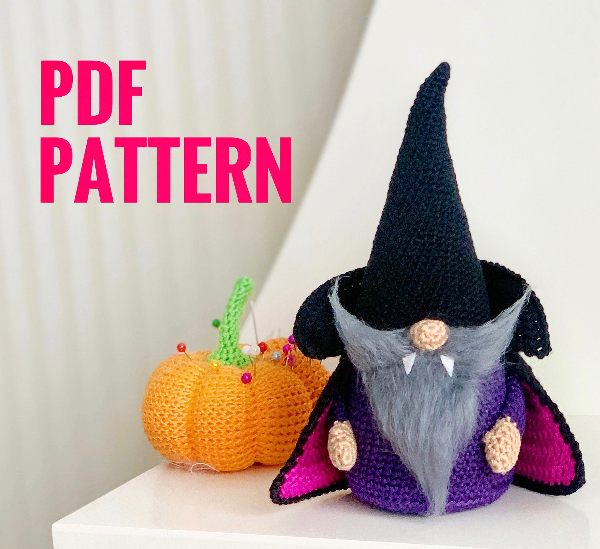 Halloween crochet gnome pattern PDF Vampire gnome amigurumi Etsy