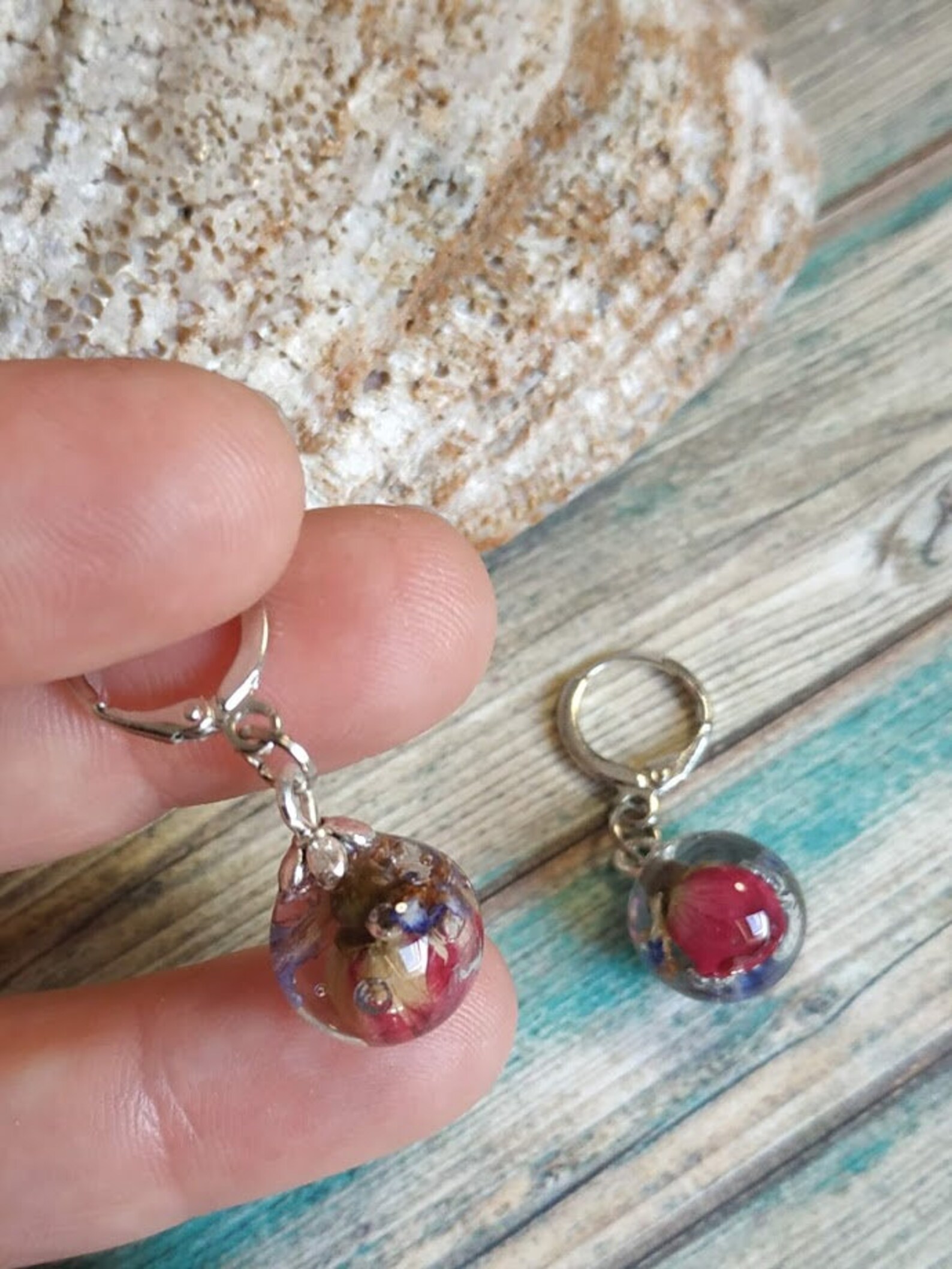 Resin ball earring Etsy