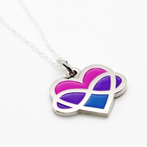 Bi Poly Pride Infinity Heart Enamel Necklace
