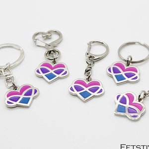 Bi Poly Pride Infinity Heart Enamel Purse Charm/Keychain (Available in Several Styles)