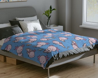 Adorable Axolotl Velveteen Minky Blanket (Available in Three Sizes!)