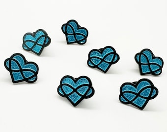 Blue Sparkly Poly Pride Infinity Heart Enamel Pin