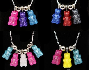 Pride glittery gummy bear necklace (available in several colors!)