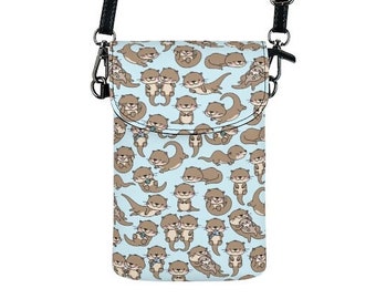 Cheerful Otters Small Cell Phone Wallet Purse