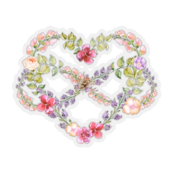 Poly Pride Infinity Heart Watercolor Flowers Kiss-Cut Stickers (available in several sizes!)
