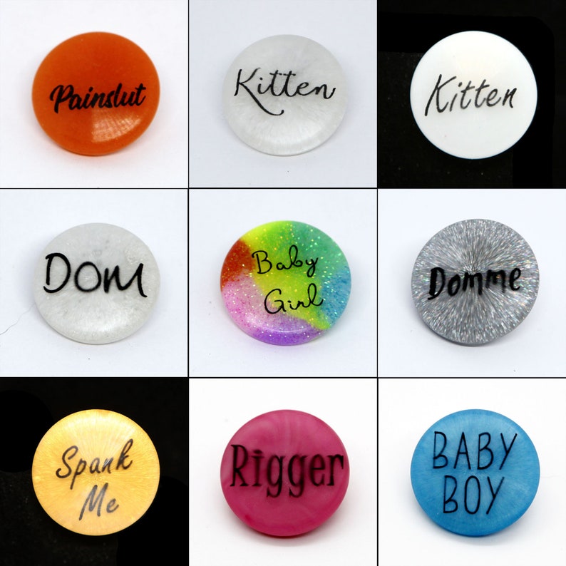 Small BDSM Pins available in many words and colors image 3
