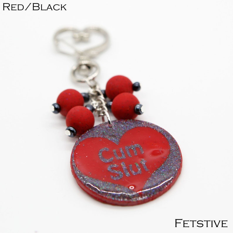 Cum Slut Purse Charm available in several colors Red/Black