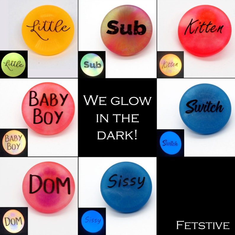 Small BDSM Pins available in many words and colors image 6