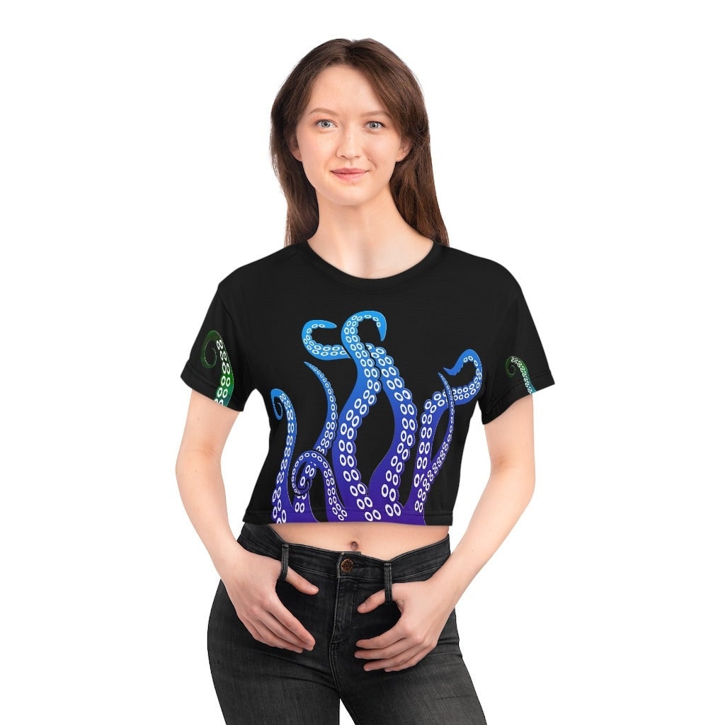 Octopus Tentacle AOP Crop Top Tee Shirt Etsy Canada