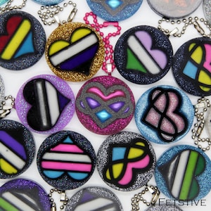 Pride flag heart key chain (available in several colors!)