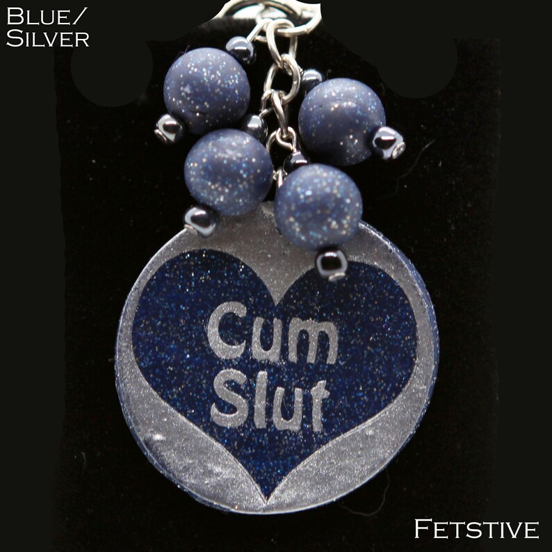 Cum Slut Purse Charm available in several colors Blue/Silver