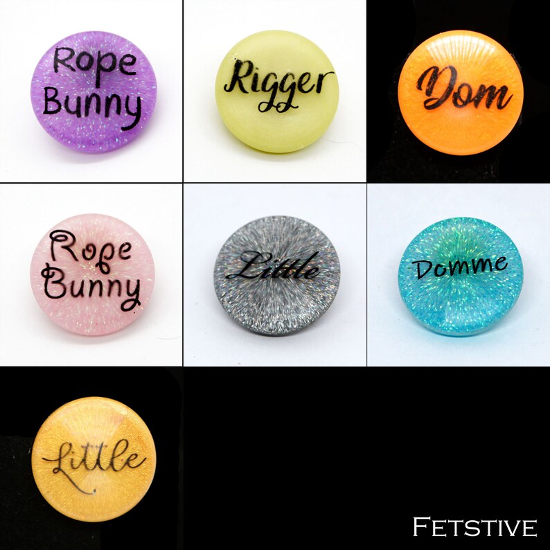 Small BDSM Pins available in many words and colors image 4