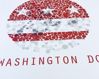 Daltónico Washington DC Estrellas y Rayas Rojas y Blancas