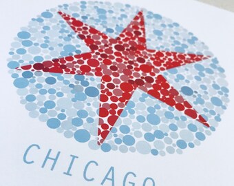 Colorblind Chicago Blue and Red City Star