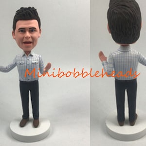 Custom Creative Handmade Polymer Clay Football Fan Bobble head Gift Birthday Bobbleheads Cake Toppers