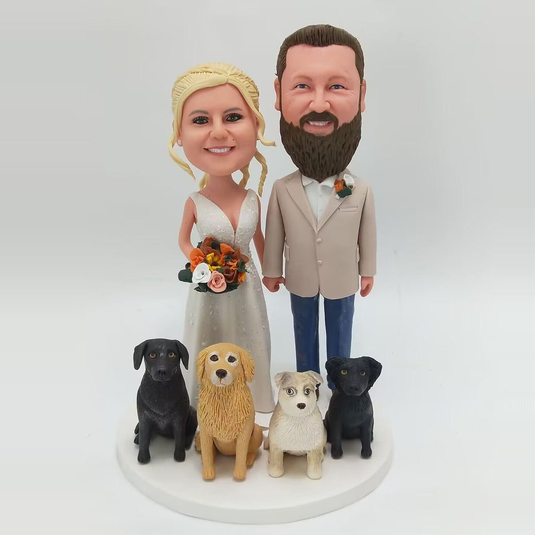 Custom Wedding Cake Topper With Dogs(cats) for Bride and Groom ...