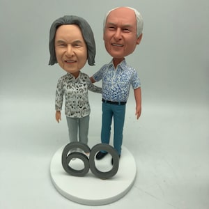 60th wedding anniversary Gifts for  fathers day, Custom Couple Bobbleheads,60th wedding anniversary decorations/cake topper