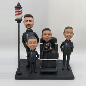 Custom family bobblehead for male barber,Custom  Barber Bobblehead, Male HairStylist Custom Bobblehead, Barber seat turn light  Hair salon