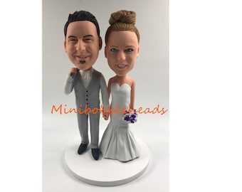 Handmade Custom Wedding Bobblehead Creative Wedding Gift - 100% Handmade Polymer Clay Bobbleheads Cake Toppers