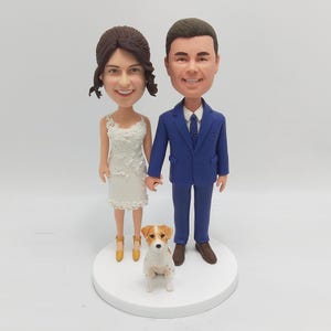 Custom couple bobble head, bobblehead couple,bobblehead wedding cake topper, wedding gifts with dog/cat(pets)