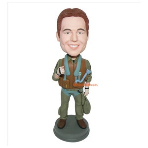 Handmade Custom Dolls Airline Pilot Captain By Plain Flight  gifts  Bobble Head 100% Polymer Clay Bobbleheads Cake Toppers
