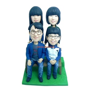 Handmade Custom Family Member Sisters Brothers Children Bobble Head Handmade Polymer Clay Bobbleheads Cake Toppers Bithday Gift