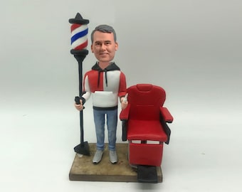 Hair salon,Custom Bobblehead Male Barber, Barber Custom Bobblehead, Male HairStylist Custom Bobblehead, Barber seat and turn light