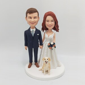 Custom couple bobble head, bobblehead couple,bobblehead wedding cake topper, wedding gifts with dog/cat(pets)