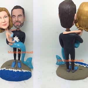 Custom personalize Handmade Dolls Gay Figure Gifts Mermaid Wedding Bobbleheads Fimo Polymer Clay cake topper Holliday Funny Gift