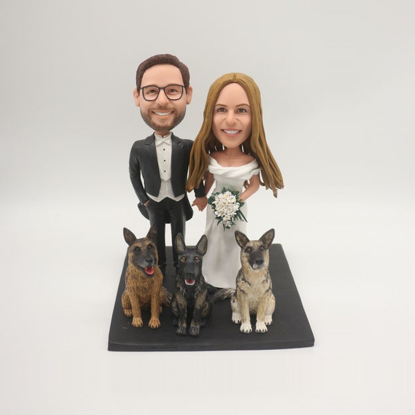 Custom wedding bobbleheads with dog/cat(pets) , bobbleheads couple,personalized bobblehead for wedding gifts