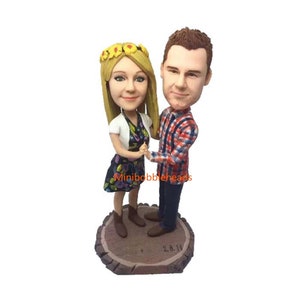 Handmade Custom，nodder wobbler,  Bobblehead, Best match Couple, Polymer Clay,Custom Bobbleheads， Wedding Cake Toppers,American Pie