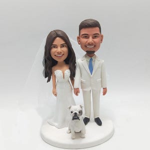 Custom Wedding Bobblehead As Cake Toppers, Personalized Wedding Bobble heads Figurines Wedding Cake Toppers, wedding gift with dog/cat(pets)
