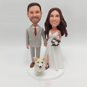 Custom Wedding Cake Topper Personalized Bride and Groom Bobblehead Figurines Handmade Wedding Cake Topper Custom Wedding Cake Decoration