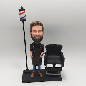 Barber Custom gifts,Hair salon ,Custom Bobblehead Male Barber, Male HairStylist Custom Bobblehead, Barber seat and turn light.