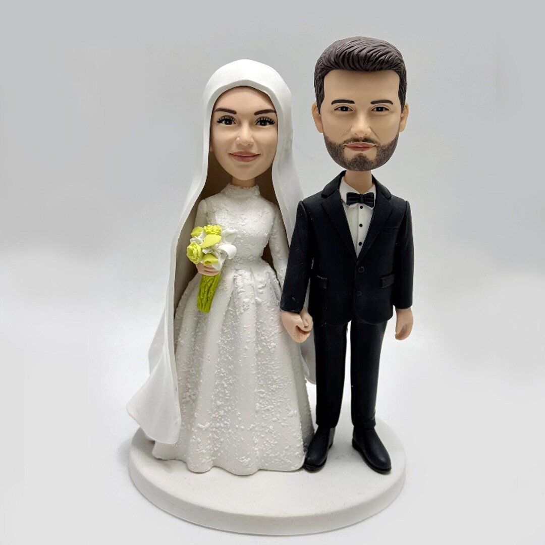 Custom Wedding Cake Topper Handmade Bride & Groom Figurine Personalized ...