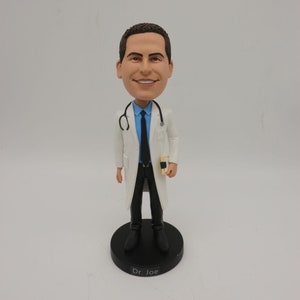 Custom Doctor Bobbleheads for men , Doctor gift, Doctor Bobblehead Figurines in lab coat with Stethoscope and notebook