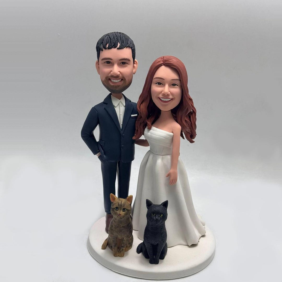 Custom Bobblehead Wedding Cake Topper - Bride & Groom With Adorable ...