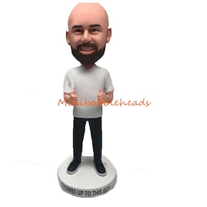 Custom man bobbleheads,bobbleheads gifts, man bobbleheads with two hands thumbs up,successful man bobble head,best man gifts,gifts for him