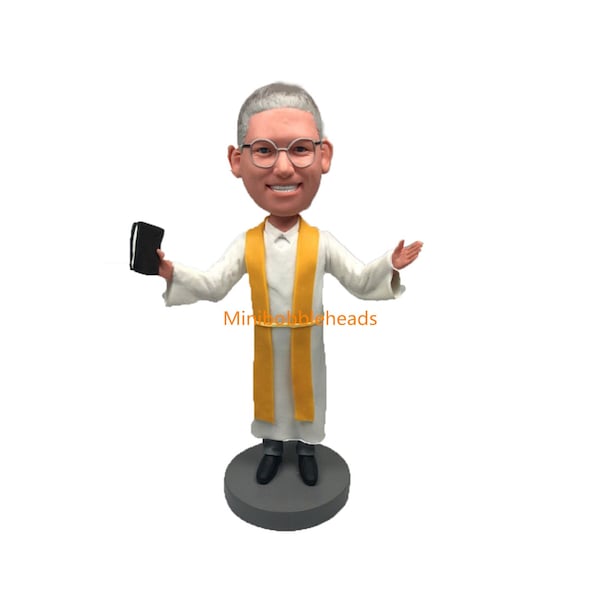 custom Priest/Father bobbleheads, Roman Catholic Church/Christianity clergy Bobble head,polymer clay,carrying Holy Bible. monk frater Gift