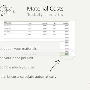 Pricing Calculator Worksheet to Price Handmade Products Auto Calculating Cost of Goods Spreadsheet Template for Excel / Google Sheets image 4