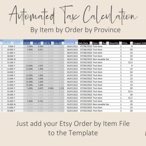 Canada Tax Registered Etsy Sellers Bookkeeping Spreadsheet in CAD Calculate Province GST/Hst PST Income & Expense Accounting Template image 4