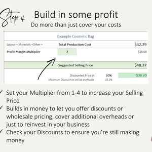 Pricing Calculator Worksheet to Price Handmade Products Auto Calculating Cost of Goods Spreadsheet Template for Excel / Google Sheets image 7