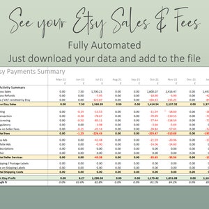 UK Etsy Seller Automated Bookkeeping Spreadsheet Income, Fees, Sales & Expense Excel Google Accounting Template Bild 4